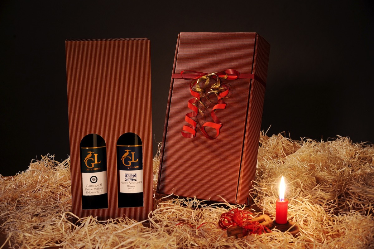 2er Geschenkverpackung – Weinkarton mit Fenster